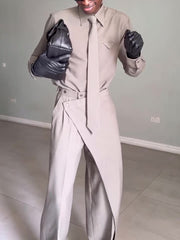 Men's Elegant Shirt High Waist Pants Set