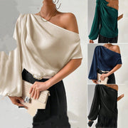 Foreign Trade Shoulder T-shirt Sexy Off-shoulder Loose Cold-shoulder Elegant