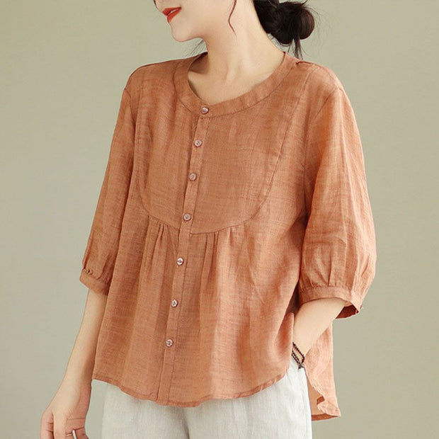 Short-sleeved T-shirt Summer New Belly Top High-end Linen