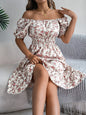 Floral Print Square Collar Dress Summer Fashion Ruffles Dresses Women's Clothing