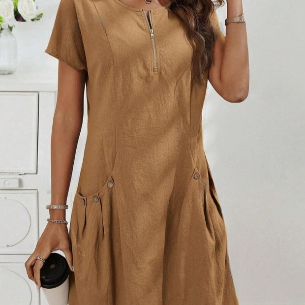 Best Selling Women's Clothes Summer Zipper Collar Dress