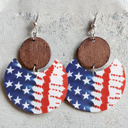 American Flag Wooden Earrings Personalized Holiday Five-pointed Star Stitching