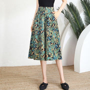 Women's Pants High Waist Wide Leg Pants Polka Dot Floral Half-length