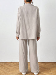 Solid Color Long Sleeved Shirt And Pants Set