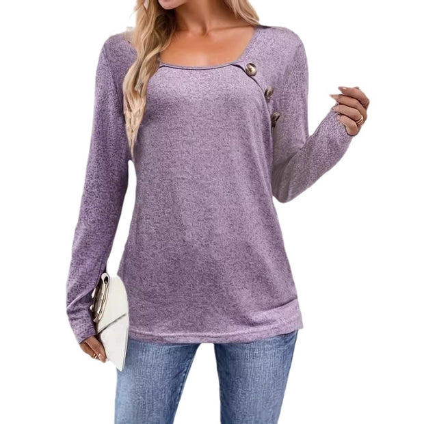 Collar Button Casual Sweater Long Sleeve T-shirt