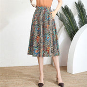 Women's Pants High Waist Wide Leg Pants Polka Dot Floral Half-length