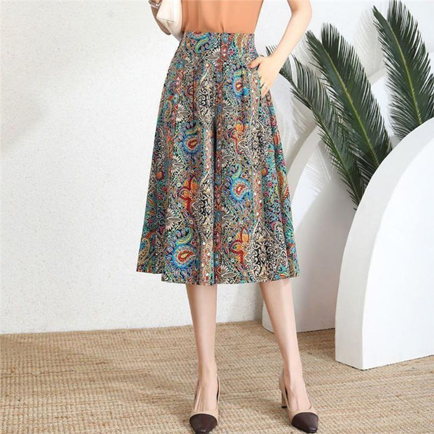 Women's Pants High Waist Wide Leg Pants Polka Dot Floral Half-length