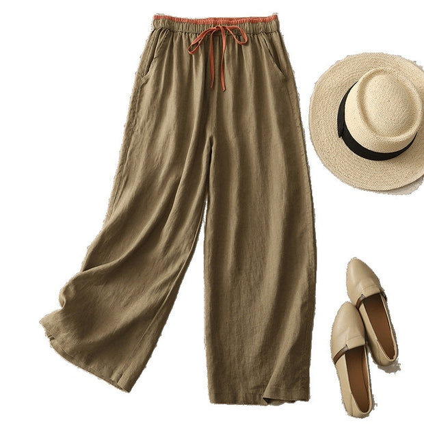 Matching Drawstring Slimming And Fashionable Loose Straight Casual Wide-leg Pants