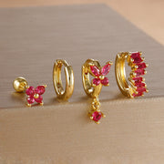 Diamond Butterfly Ear Ring Ear Clip Ear Studs Earring Set