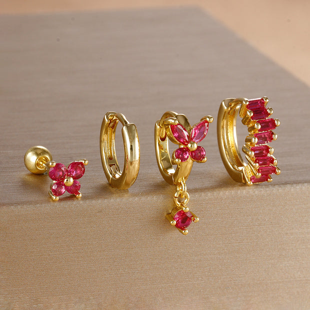 Diamond Butterfly Ear Ring Ear Clip Ear Studs Earring Set