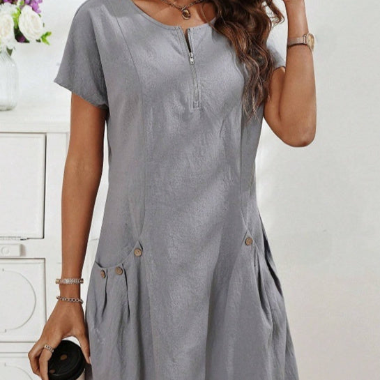 Best Selling Women's Clothes Summer Zipper Collar Dress