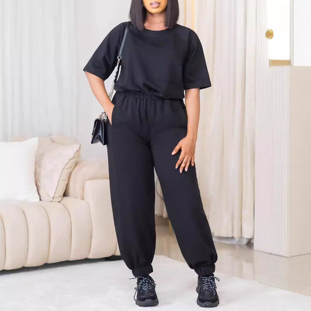 European And American Leisure Loose Fashion Ladies Two-piece Set
