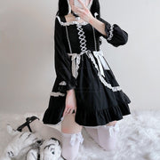 Halloween Clothing Lace Bow Sexy Small Black Dress
