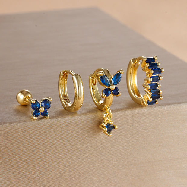 Diamond Butterfly Ear Ring Ear Clip Ear Studs Earring Set