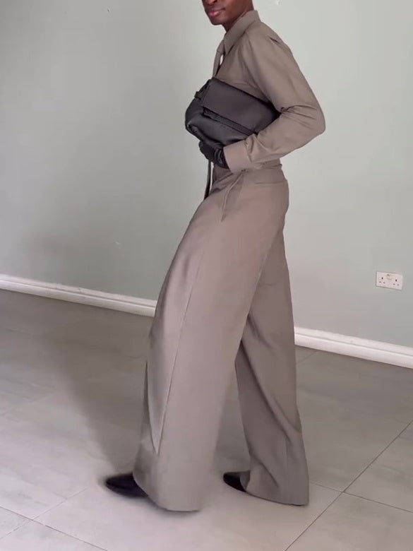 Men's Elegant Shirt High Waist Pants Set