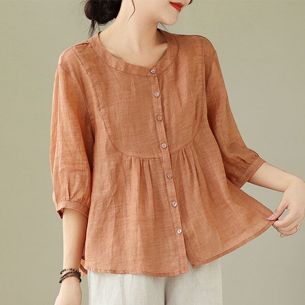 Short-sleeved T-shirt Summer New Belly Top High-end Linen
