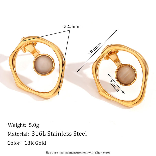 European And American Niche High Profile Retro High-grade Earrings Stainless Steel Plated 18K