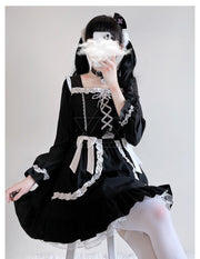 Halloween Clothing Lace Bow Sexy Small Black Dress