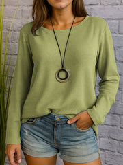 Casual Long Sleeve Round Neck Regular Solid Color Multi-color Women's Top