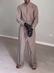 Men's Elegant Shirt High Waist Pants Set