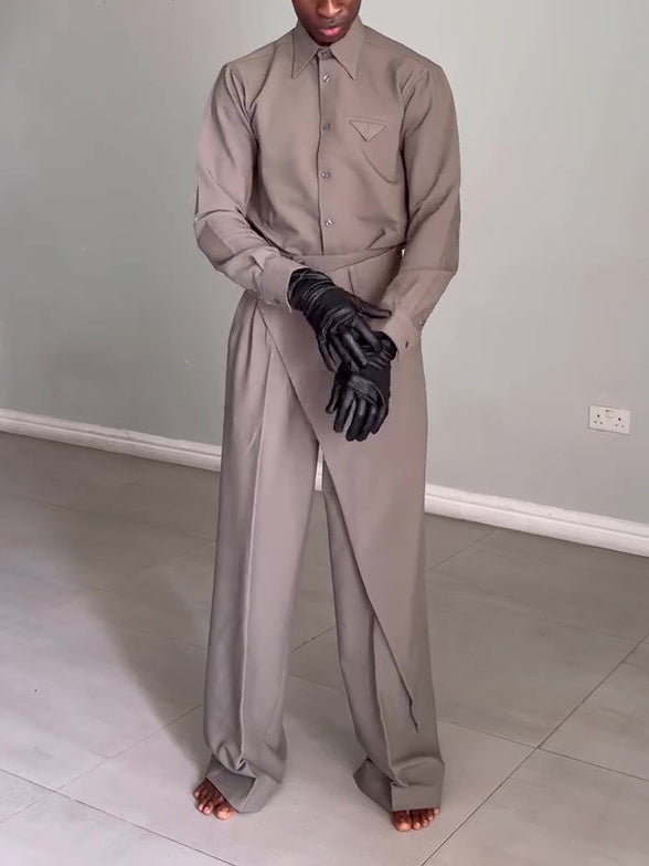 Men's Elegant Shirt High Waist Pants Set