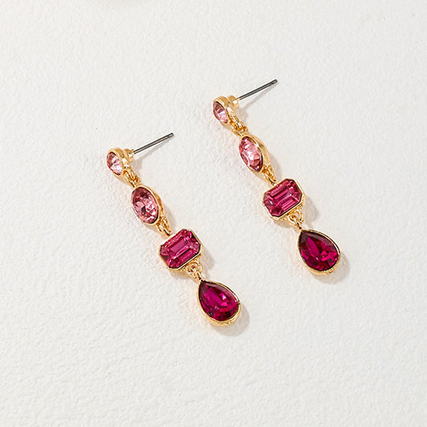European And American Metal Color Rhinestone Ear Studs Women