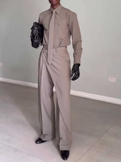 Men's Elegant Shirt High Waist Pants Set