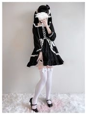 Halloween Clothing Lace Bow Sexy Small Black Dress