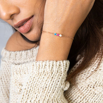 DIY Round Rainbow Zircon Birthstone Bracelet