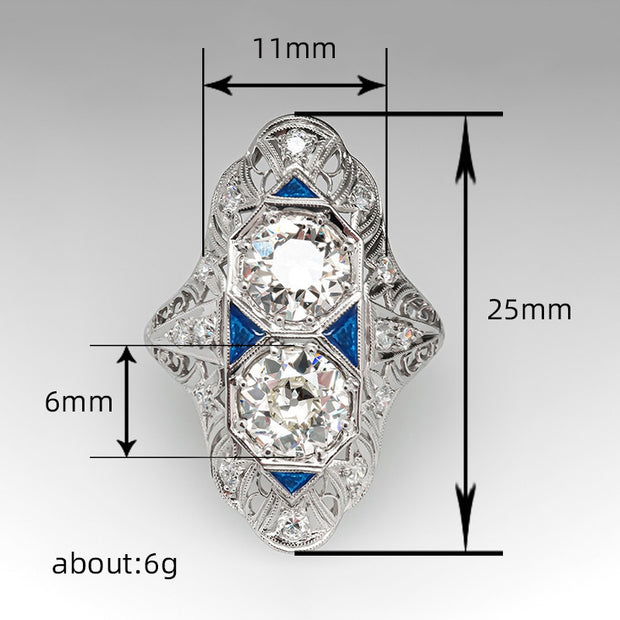 Classic Luxury Ring Female Geometric Inlaid Zircon Ring