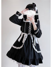 Halloween Clothing Lace Bow Sexy Small Black Dress