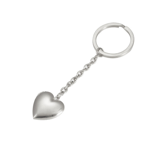 Simple Couple Girlfriends Photo Box Keychain DIY Peach Heart