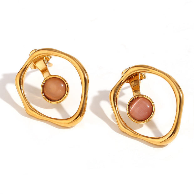 European And American Niche High Profile Retro High-grade Earrings Stainless Steel Plated 18K