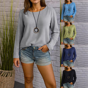 Casual Long Sleeve Round Neck Regular Solid Color Multi-color Women's Top