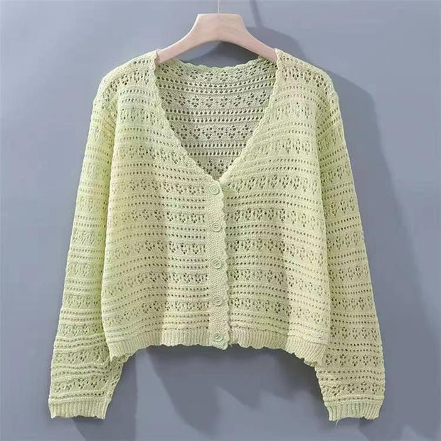 Loose Hollow Knitted Air Conditioning Shirt