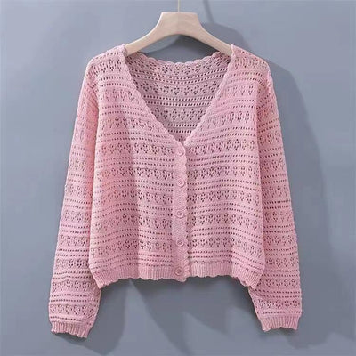 Loose Hollow Knitted Air Conditioning Shirt
