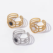 304 Stainless Steel European And American Fashion Geometry Pattern Drip Ring