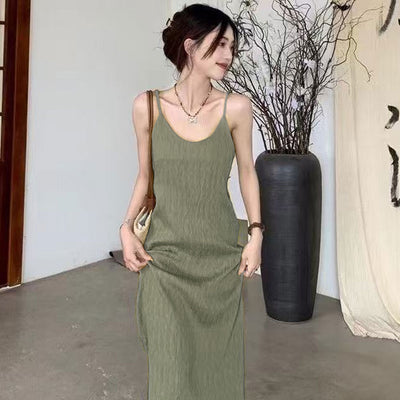 Summer Loose Temperament New Skirt Long Slimming French Style Sexy Suspenders Dress