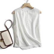 Women's Linen Blend Cross Sleeveless Vest Top