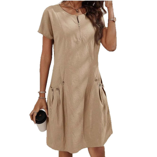 Best Selling Women's Clothes Summer Zipper Collar Dress