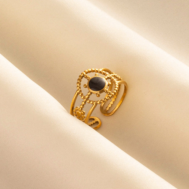304 Stainless Steel European And American Fashion Geometry Pattern Drip Ring