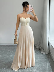 Women's French Tube Top Solid Color Waist Tight Elegant Dress