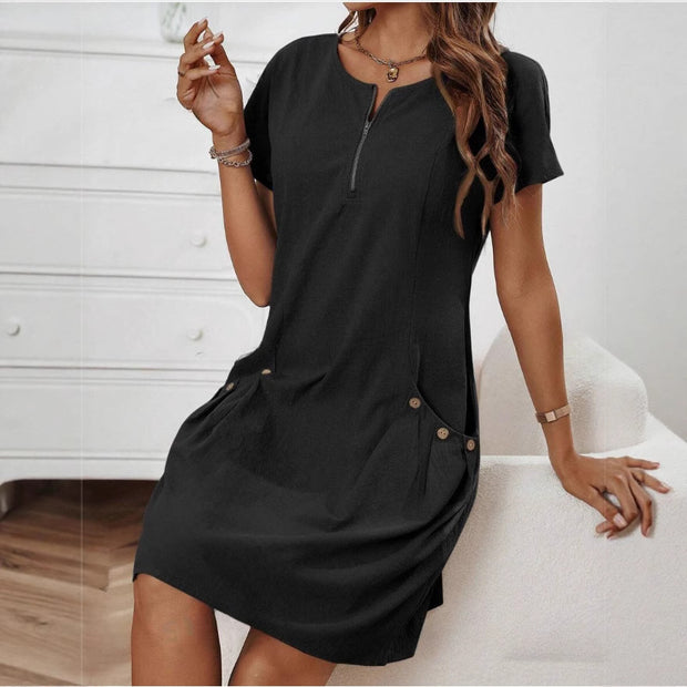 Best Selling Women's Clothes Summer Zipper Collar Dress