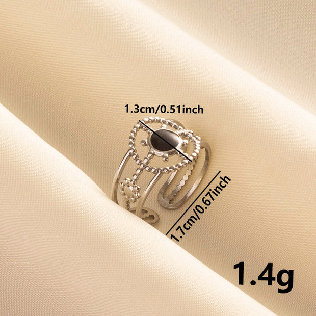 304 Stainless Steel European And American Fashion Geometry Pattern Drip Ring