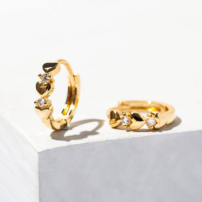 Love Heart Zircon Earrings Cold Wind Round Small Ear Ring