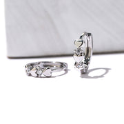 Love Heart Zircon Earrings Cold Wind Round Small Ear Ring