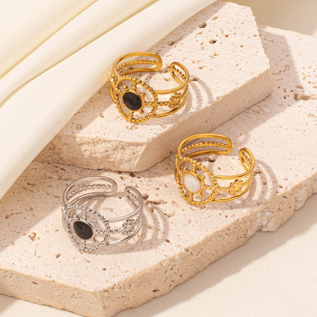 304 Stainless Steel European And American Fashion Geometry Pattern Drip Ring