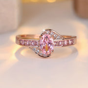 Cross-border New Arrival European And American Ladies Fashion High-end Ring Fashion Pink Crystal Diamond-studded Ring Ornament