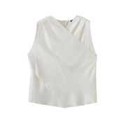 Women's Linen Blend Cross Sleeveless Vest Top