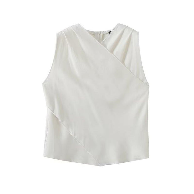 Women's Linen Blend Cross Sleeveless Vest Top